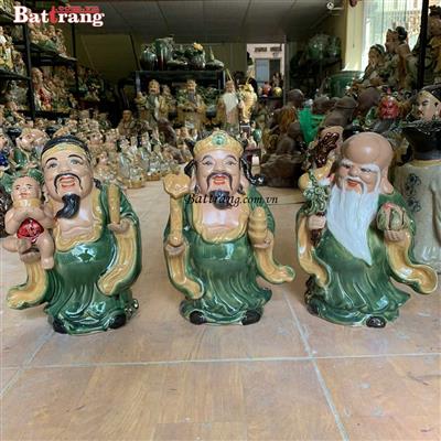 Tượng Tam Đa No Đủ Cao 31cm Men Xanh – Gốm Sứ Bát Tràng