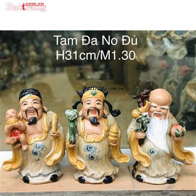 Tượng Tam Đa No Đủ Cao 31cm Men Rạn – Gốm Sứ Bát Tràng