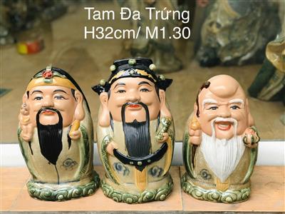 Tượng Tam Đa Trứng Men Rạn Cao 32cm – Gốm Sứ Bát Tràng