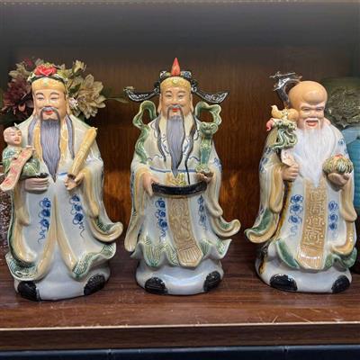 Bộ Tượng Phúc Lộc Thọ Chóp Cao 50cm Men Rạn – Mang Lại May Mắn Và Tài Lộc Cho Gia Đình