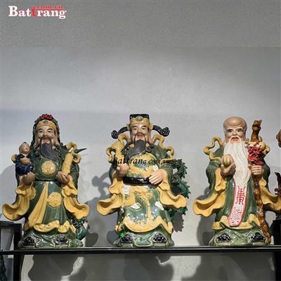 BỘ TƯỢNG PHÚC LỘC THỌ 60CM MEN XANH – HÀNG NGHỆ NHÂN BÁT TRÀNG
