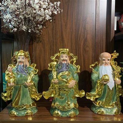 Bộ Tượng Tam Đa Cao 42cm Dát Vàng – Biểu Tượng Của Phúc Lộc Thọ Trong Mỗi Gia Đình